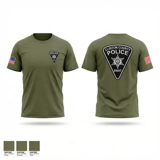 Old School Cotton Feel Shirt, Clinton County SWAT, Police, Teamtime, Team time, sublimation, custom sports apparel, team uniforms, spirit wear, spiritwear, sports uniforms, custom shirts, team store, custom team store, fundraiser sports, apparel fundraiser