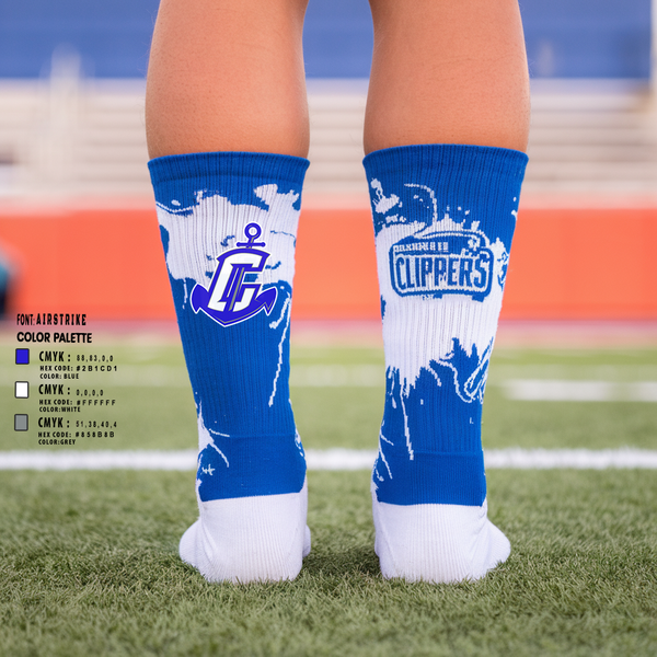 Custom Socks, Cumberland Jr. Clippers Football & Cheer, , Teamtime, Team time, sublimation, custom sports apparel, team uniforms, spirit wear, spiritwear, sports uniforms, custom shirts, team store, custom team store, fundraiser sports, apparel fundraiser