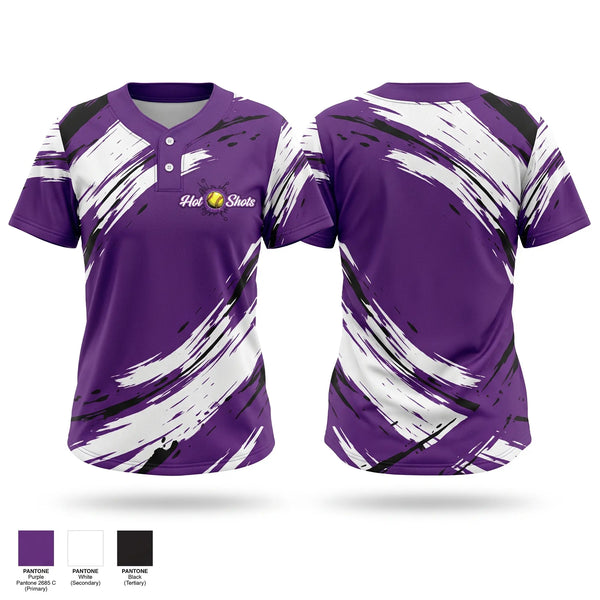 Two Button Softball Jersey, Hot Shot, Softball, Teamtime, Team time, sublimation, custom sports apparel, team uniforms, spirit wear, spiritwear, sports uniforms, custom shirts, team store, custom team store, fundraiser sports, apparel fundraiser