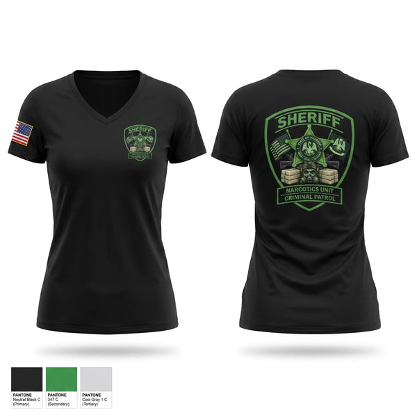 Womens Short Sleeve Vneck Shirt, CRIMINAL PATROL, Police, Teamtime, Team time, sublimation, custom sports apparel, team uniforms, spirit wear, spiritwear, sports uniforms, custom shirts, team store, custom team store, fundraiser sports, apparel fundraiser