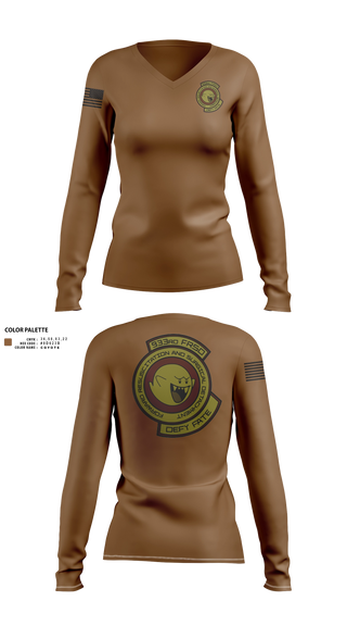 Womens Long Sleeve Vneck Shirt, 933rd FRSD, Army, Teamtime, Team time, sublimation, custom sports apparel, team uniforms, spirit wear, spiritwear, sports uniforms, custom shirts, team store, custom team store, fundraiser sports, apparel fundraiser