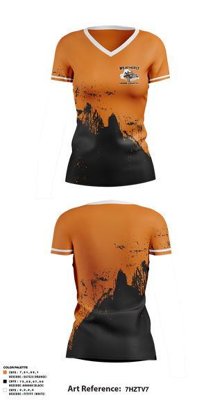 Womens Short Sleeve Vneck Shirt, Weatherly Wreckers Cross Country, Cross Country, Teamtime, Team time, sublimation, custom sports apparel, team uniforms, spirit wear, spiritwear, sports uniforms, custom shirts, team store, custom team store, fundraiser sports, apparel fundraiser