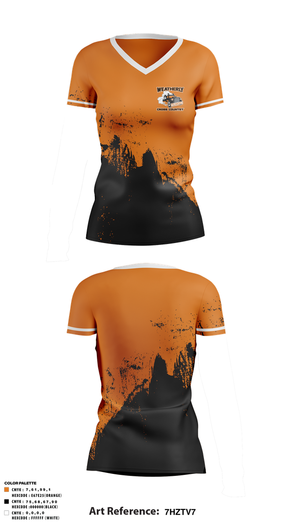 Womens Short Sleeve Vneck Shirt, Weatherly Wreckers Cross Country, Cross Country, Teamtime, Team time, sublimation, custom sports apparel, team uniforms, spirit wear, spiritwear, sports uniforms, custom shirts, team store, custom team store, fundraiser sports, apparel fundraiser