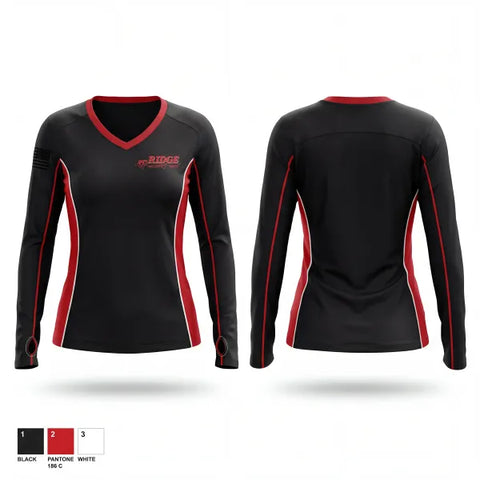 Womens Long Sleeve Vneck Shirt, Ridge Ambulance Service, EMS/EMT, Teamtime, Team time, sublimation, custom sports apparel, team uniforms, spirit wear, spiritwear, sports uniforms, custom shirts, team store, custom team store, fundraiser sports, apparel fundraiser
