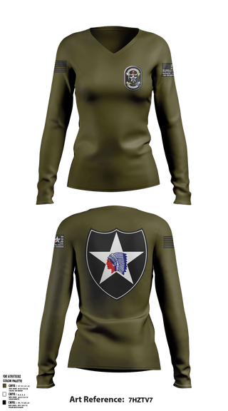 Women's Long Sleeve Vneck Shirt, 2nd Infantry 2nd Brigade Alpha Company, Army, Teamtime, Team time, sublimation, custom sports apparel, team uniforms, spirit wear, spiritwear, sports uniforms, custom shirts, team store, custom team store, fundraiser sports, apparel fundraiser