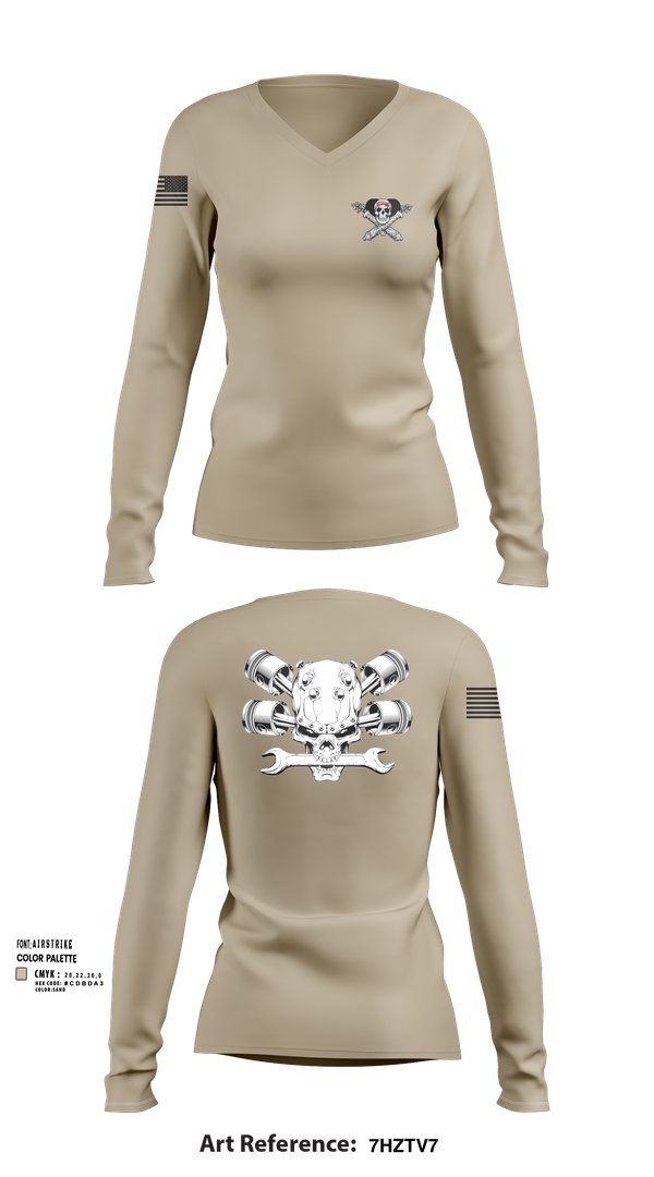 Womens Long Sleeve Vneck Shirt, Fox 1-320th F-CO FAR, , Teamtime, Team time, sublimation, custom sports apparel, team uniforms, spirit wear, spiritwear, sports uniforms, custom shirts, team store, custom team store, fundraiser sports, apparel fundraiser