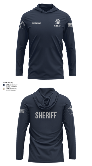 Long Sleeve Performance Shirt with hood, Jefferson County Regional SWAT, , Teamtime, Team time, sublimation, custom sports apparel, team uniforms, spirit wear, spiritwear, sports uniforms, custom shirts, team store, custom team store, fundraiser sports, apparel fundraiser