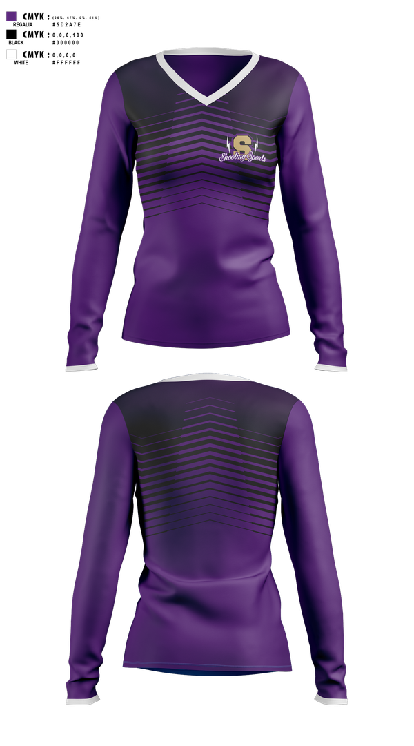 Womens Long Sleeve Vneck Shirt, Sawyer Shooting Sports, Spirit Store, Teamtime, Team time, sublimation, custom sports apparel, team uniforms, spirit wear, spiritwear, sports uniforms, custom shirts, team store, custom team store, fundraiser sports, apparel fundraiser