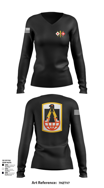 57th ESB 30195077 Women's Long Sleeve V-neck Shirt - 101