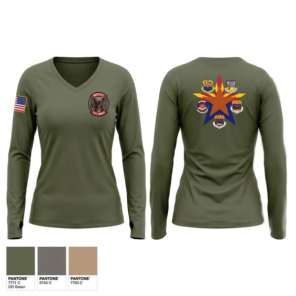 Womens Long Sleeve Vneck Shirt, AZ Air Guard 4N, Air Force, Teamtime, Team time, sublimation, custom sports apparel, team uniforms, spirit wear, spiritwear, sports uniforms, custom shirts, team store, custom team store, fundraiser sports, apparel fundraiser