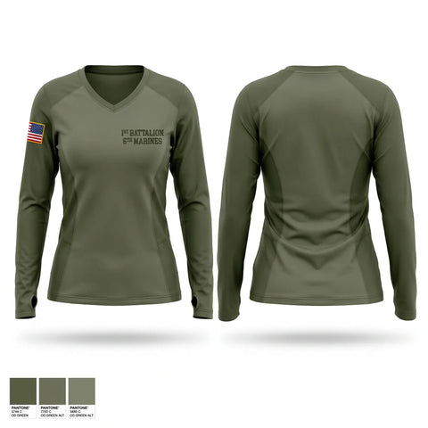 Womens Long Sleeve Vneck Shirt, 1st battalion 6th marines, Marines, Teamtime, Team time, sublimation, custom sports apparel, team uniforms, spirit wear, spiritwear, sports uniforms, custom shirts, team store, custom team store, fundraiser sports, apparel fundraiser