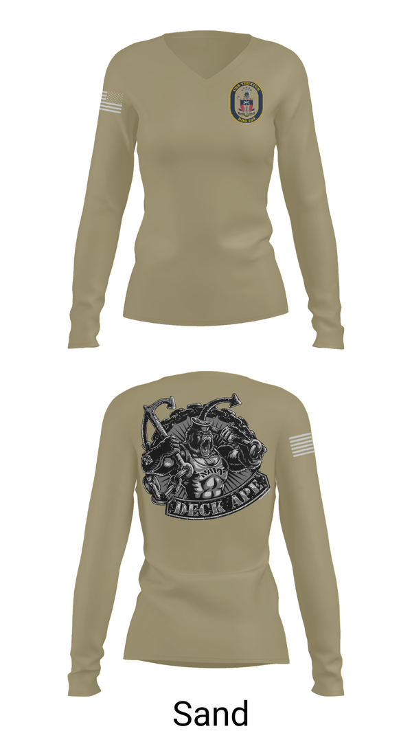 Womens Long Sleeve Vneck Shirt, DDG 103 OD, , Teamtime, Team time, sublimation, custom sports apparel, team uniforms, spirit wear, spiritwear, sports uniforms, custom shirts, team store, custom team store, fundraiser sports, apparel fundraiser