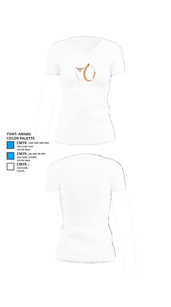 Womens Short Sleeve Vneck Shirt, Somerton Toros Baseball, Baseball, Teamtime, Team time, sublimation, custom sports apparel, team uniforms, spirit wear, spiritwear, sports uniforms, custom shirts, team store, custom team store, fundraiser sports, apparel fundraiser