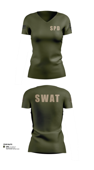 Womens Short Sleeve Vneck Shirt, Smyrna SWAT, Police, Teamtime, Team time, sublimation, custom sports apparel, team uniforms, spirit wear, spiritwear, sports uniforms, custom shirts, team store, custom team store, fundraiser sports, apparel fundraiser