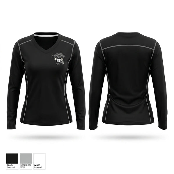 Womens Long Sleeve Vneck Shirt, Albert Gallatin Colonials, , Teamtime, Team time, sublimation, custom sports apparel, team uniforms, spirit wear, spiritwear, sports uniforms, custom shirts, team store, custom team store, fundraiser sports, apparel fundraiser
