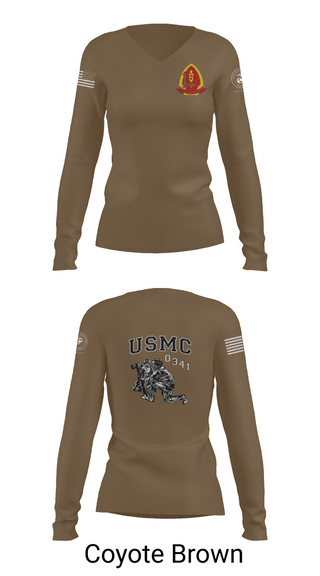 Womens Long Sleeve Vneck Shirt, 1st Bn 2mar 2nd MarDiv, , Teamtime, Team time, sublimation, custom sports apparel, team uniforms, spirit wear, spiritwear, sports uniforms, custom shirts, team store, custom team store, fundraiser sports, apparel fundraiser