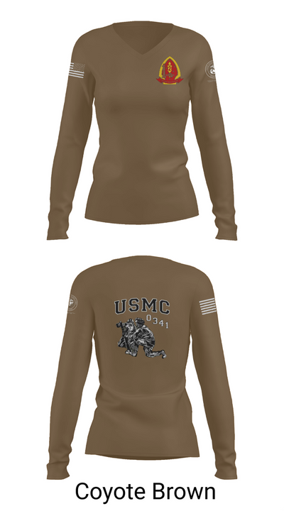 1st Bn 2mar 2nd MarDiv 35824328 Women's Long Sleeve V-neck Shirt - 17
