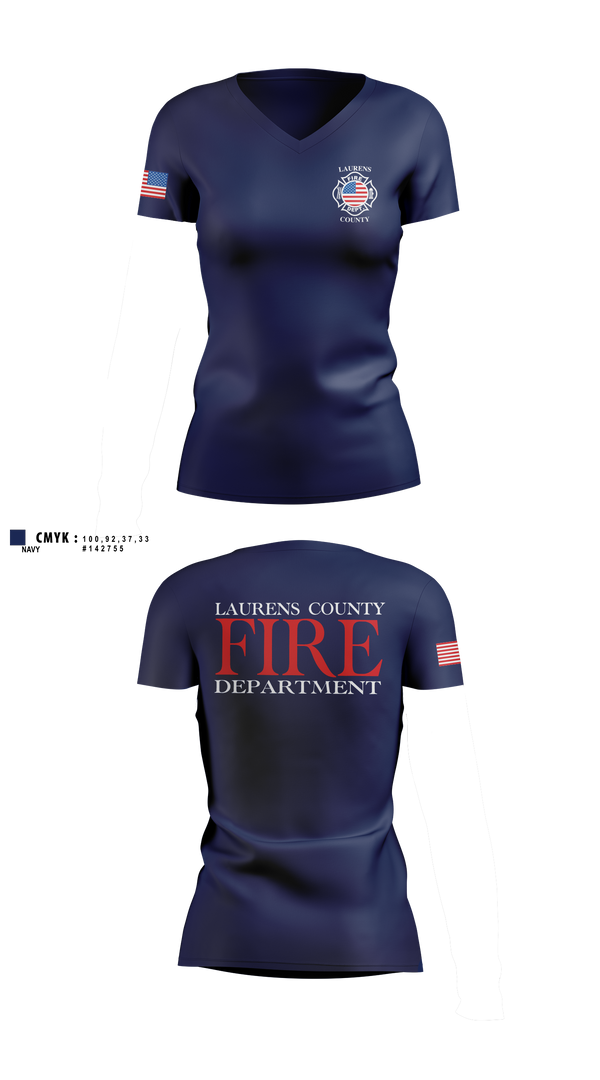 Womens Short Sleeve Vneck Shirt, Laurens County Fire Department, Fire Department, Teamtime, Team time, sublimation, custom sports apparel, team uniforms, spirit wear, spiritwear, sports uniforms, custom shirts, team store, custom team store, fundraiser sports, apparel fundraiser