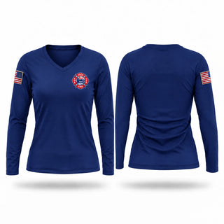 Womens Long Sleeve Vneck Shirt, Taos ski valley fire, Fire Department, Teamtime, Team time, sublimation, custom sports apparel, team uniforms, spirit wear, spiritwear, sports uniforms, custom shirts, team store, custom team store, fundraiser sports, apparel fundraiser