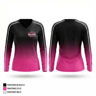 Womens Long Sleeve Vneck Shirt, Pittsburgh Ballers, Women's Basketball, Teamtime, Team time, sublimation, custom sports apparel, team uniforms, spirit wear, spiritwear, sports uniforms, custom shirts, team store, custom team store, fundraiser sports, apparel fundraiser