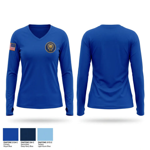 Womens Long Sleeve Vneck Shirt, Jersey City Police Department Special Victims Unit, Police, Teamtime, Team time, sublimation, custom sports apparel, team uniforms, spirit wear, spiritwear, sports uniforms, custom shirts, team store, custom team store, fundraiser sports, apparel fundraiser