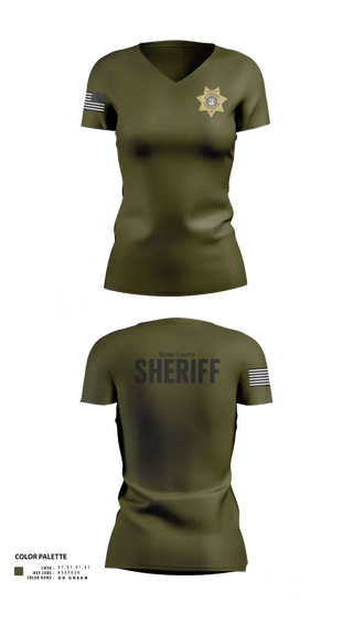 Womens Short Sleeve Vneck Shirt, Butler County Sheriff’s Department, Police, Teamtime, Team time, sublimation, custom sports apparel, team uniforms, spirit wear, spiritwear, sports uniforms, custom shirts, team store, custom team store, fundraiser sports, apparel fundraiser