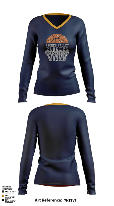 Naches Valley Ranger Basketball Women's Long Sleeve V-neck Shirt - 4