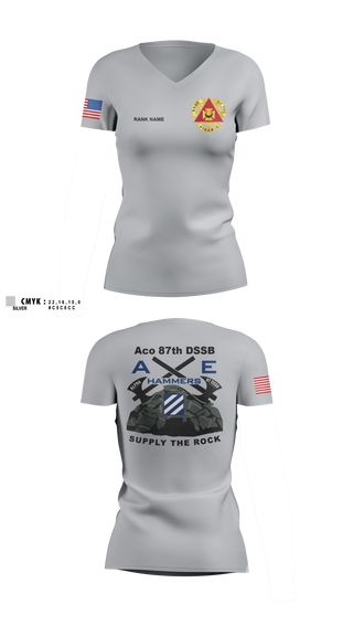 Womens Short Sleeve Vneck Shirt, Aco 87th DSSB, Army, Teamtime, Team time, sublimation, custom sports apparel, team uniforms, spirit wear, spiritwear, sports uniforms, custom shirts, team store, custom team store, fundraiser sports, apparel fundraiser