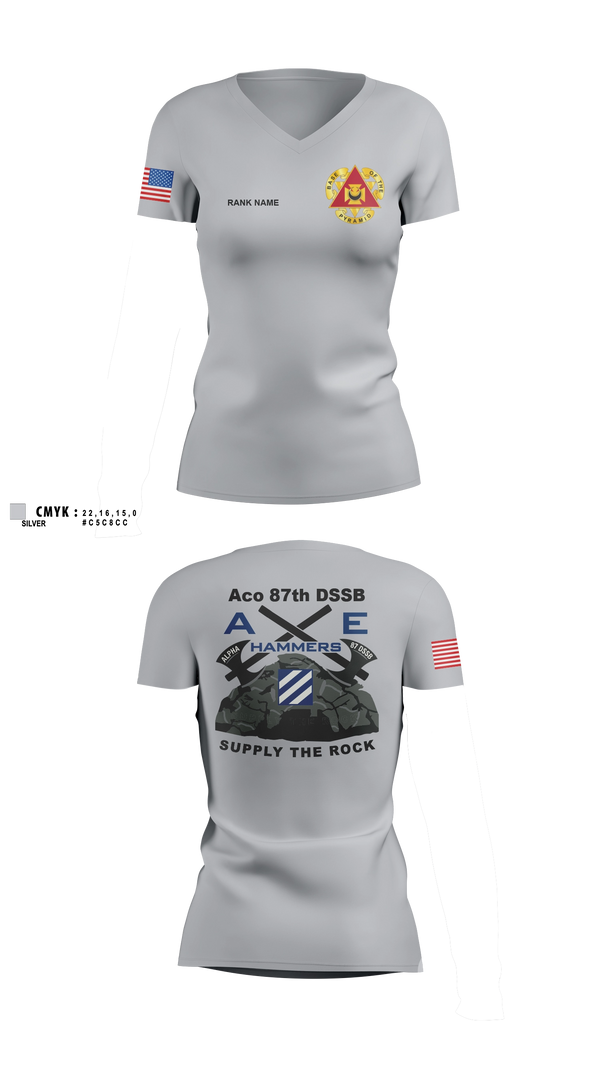 Womens Short Sleeve Vneck Shirt, Aco 87th DSSB, Army, Teamtime, Team time, sublimation, custom sports apparel, team uniforms, spirit wear, spiritwear, sports uniforms, custom shirts, team store, custom team store, fundraiser sports, apparel fundraiser