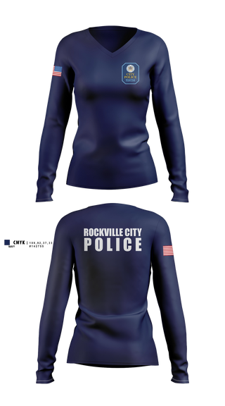 Womens Long Sleeve Vneck Shirt, Rockville City Police, Police, Teamtime, Team time, sublimation, custom sports apparel, team uniforms, spirit wear, spiritwear, sports uniforms, custom shirts, team store, custom team store, fundraiser sports, apparel fundraiser