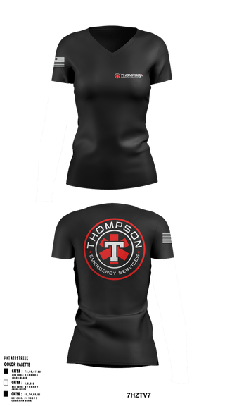 Womens Short Sleeve Vneck Shirt, Thompson EMS, Fire Department, Teamtime, Team time, sublimation, custom sports apparel, team uniforms, spirit wear, spiritwear, sports uniforms, custom shirts, team store, custom team store, fundraiser sports, apparel fundraiser