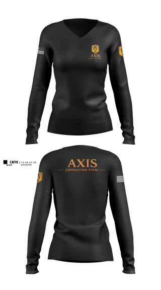 Womens Long Sleeve Vneck Shirt, Axis Consulting Firm LLC, , Teamtime, Team time, sublimation, custom sports apparel, team uniforms, spirit wear, spiritwear, sports uniforms, custom shirts, team store, custom team store, fundraiser sports, apparel fundraiser
