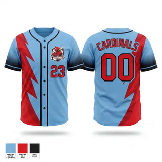Full Button Baseball Jersey, Cardinals, Baseball, Teamtime, Team time, sublimation, custom sports apparel, team uniforms, spirit wear, spiritwear, sports uniforms, custom shirts, team store, custom team store, fundraiser sports, apparel fundraiser