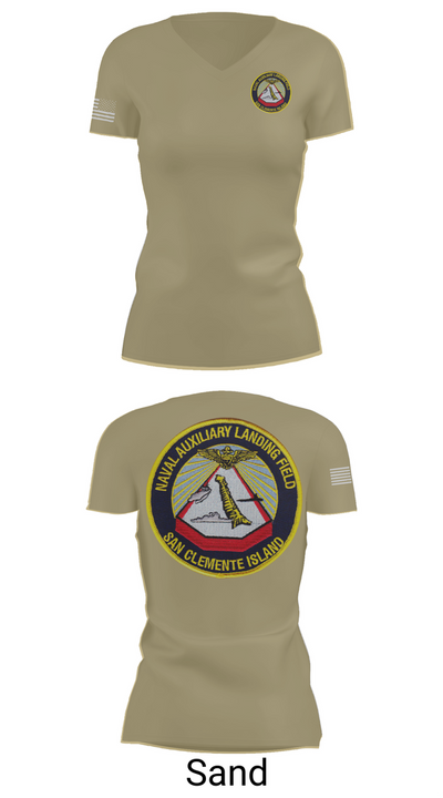 NAVAL AUXILIARY LANDING FIELD SAN CLEMENTE ISLAND 84948296 Women's Short Sleeve V-neck Shirt - 84