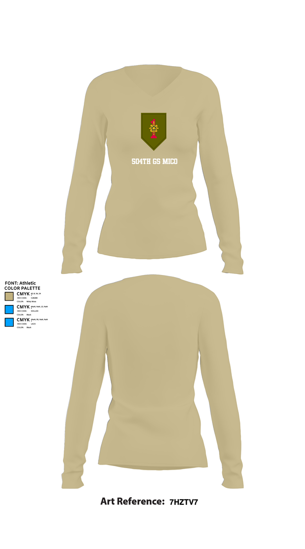 Womens Long Sleeve Vneck Shirt, 504th GS MICO, , Teamtime, Team time, sublimation, custom sports apparel, team uniforms, spirit wear, spiritwear, sports uniforms, custom shirts, team store, custom team store, fundraiser sports, apparel fundraiser