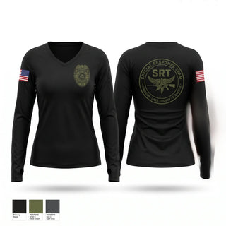 Womens Long Sleeve Vneck Shirt, Madison - Lake County SRT, Police, Teamtime, Team time, sublimation, custom sports apparel, team uniforms, spirit wear, spiritwear, sports uniforms, custom shirts, team store, custom team store, fundraiser sports, apparel fundraiser