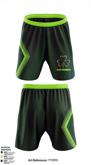 Athletic Shorts With Pockets, Black Shamrocks, , Teamtime, Team time, sublimation, custom sports apparel, team uniforms, spirit wear, spiritwear, sports uniforms, custom shirts, team store, custom team store, fundraiser sports, apparel fundraiser