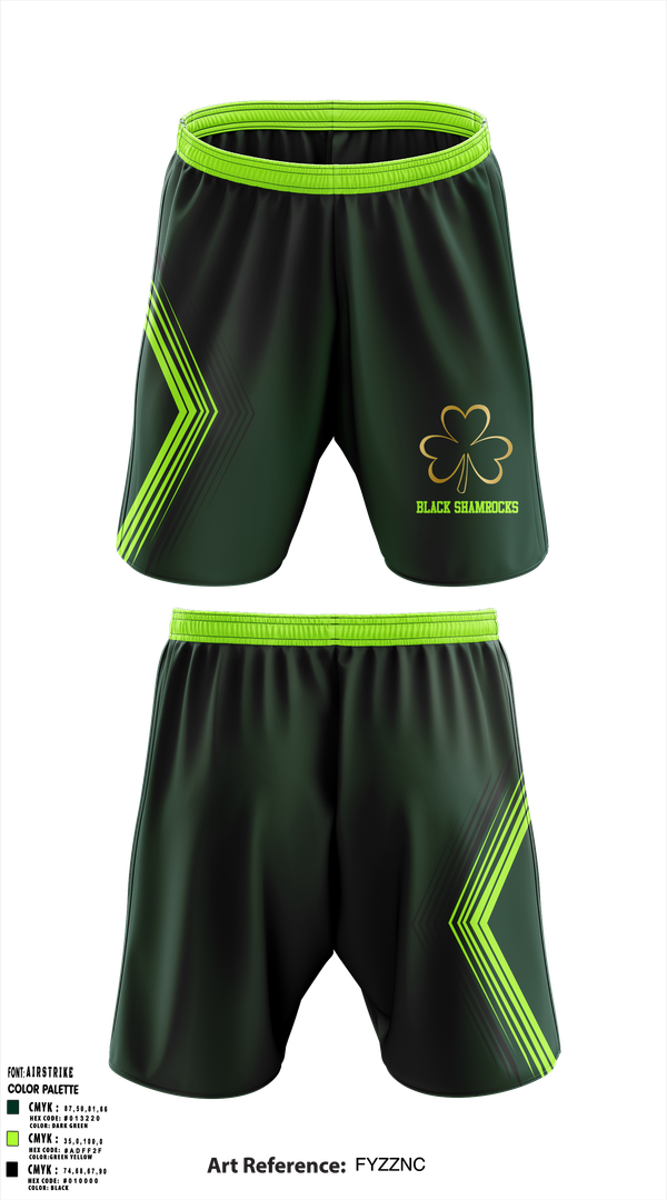Athletic Shorts With Pockets, Black Shamrocks, , Teamtime, Team time, sublimation, custom sports apparel, team uniforms, spirit wear, spiritwear, sports uniforms, custom shirts, team store, custom team store, fundraiser sports, apparel fundraiser