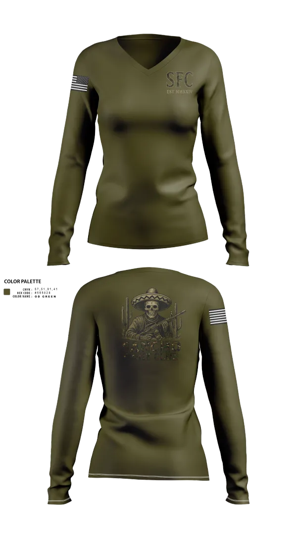 Womens Long Sleeve Vneck Shirt, Sancho Fight Club, , Teamtime, Team time, sublimation, custom sports apparel, team uniforms, spirit wear, spiritwear, sports uniforms, custom shirts, team store, custom team store, fundraiser sports, apparel fundraiser