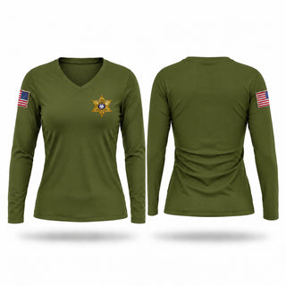 Womens Long Sleeve Vneck Shirt, Pointe Coupee Sheriff's Office, Police, Teamtime, Team time, sublimation, custom sports apparel, team uniforms, spirit wear, spiritwear, sports uniforms, custom shirts, team store, custom team store, fundraiser sports, apparel fundraiser