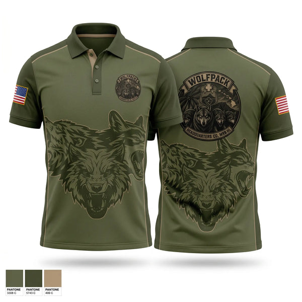 Short Sleeve Performance Polo, Headquarters Company, MRB HI, Army, Teamtime, Team time, sublimation, custom sports apparel, team uniforms, spirit wear, spiritwear, sports uniforms, custom shirts, team store, custom team store, fundraiser sports, apparel fundraiser