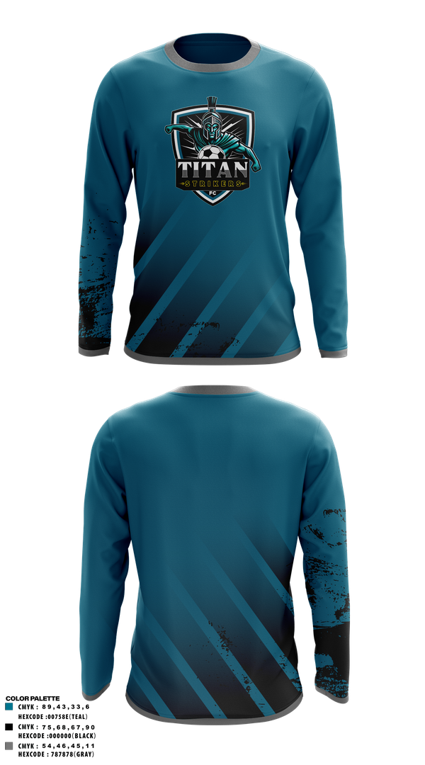Long Sleeve Performance Shirt, Titan Strikers FC, Men's Soccer, Teamtime, Team time, sublimation, custom sports apparel, team uniforms, spirit wear, spiritwear, sports uniforms, custom shirts, team store, custom team store, fundraiser sports, apparel fundraiser