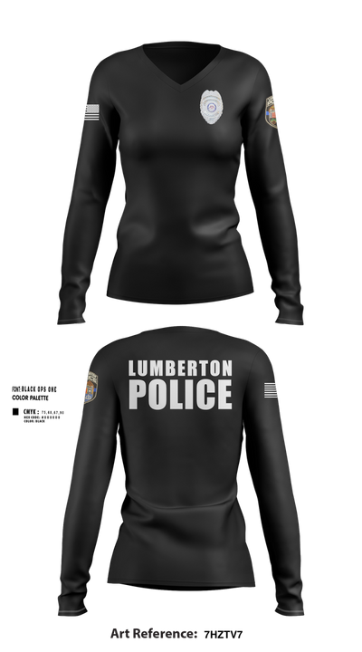 LUMBERTON POLICE 73149623 Women's Long Sleeve V-neck Shirt - 101