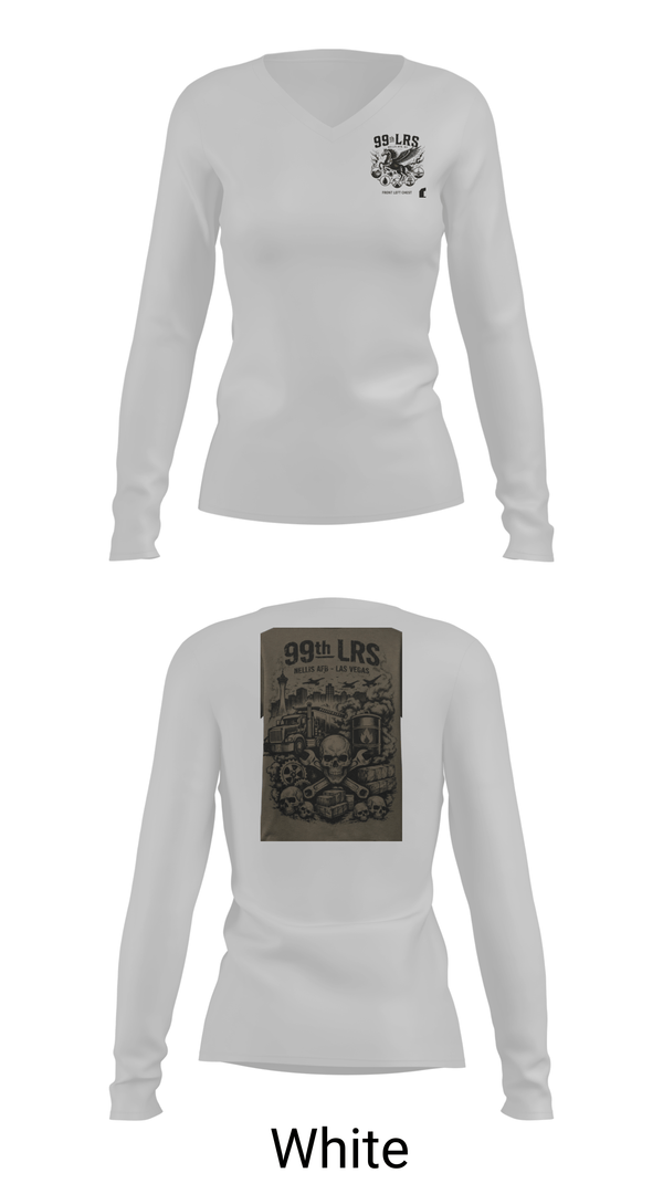 Womens Long Sleeve Vneck Shirt, 99th LRS, Air Force, Teamtime, Team time, sublimation, custom sports apparel, team uniforms, spirit wear, spiritwear, sports uniforms, custom shirts, team store, custom team store, fundraiser sports, apparel fundraiser