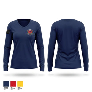 Womens Long Sleeve Vneck Shirt, Oak Point ERT, Fire Department, Teamtime, Team time, sublimation, custom sports apparel, team uniforms, spirit wear, spiritwear, sports uniforms, custom shirts, team store, custom team store, fundraiser sports, apparel fundraiser