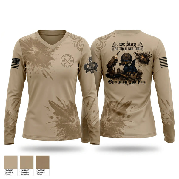 Womens Long Sleeve Vneck Shirt, A/2-43 ADA, Army, Teamtime, Team time, sublimation, custom sports apparel, team uniforms, spirit wear, spiritwear, sports uniforms, custom shirts, team store, custom team store, fundraiser sports, apparel fundraiser