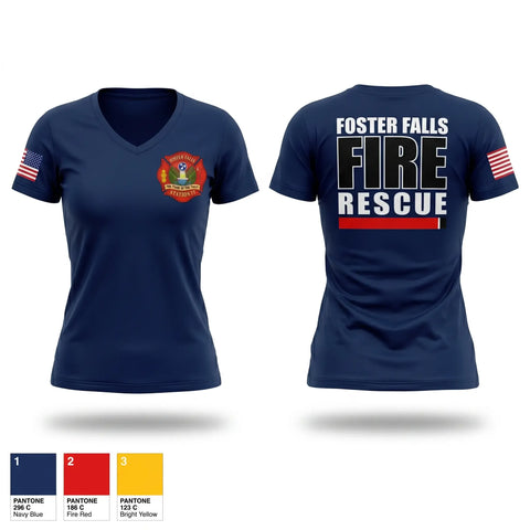 Womens Short Sleeve Vneck Shirt, Foster Falls Fire Department, Fire Department, Teamtime, Team time, sublimation, custom sports apparel, team uniforms, spirit wear, spiritwear, sports uniforms, custom shirts, team store, custom team store, fundraiser sports, apparel fundraiser
