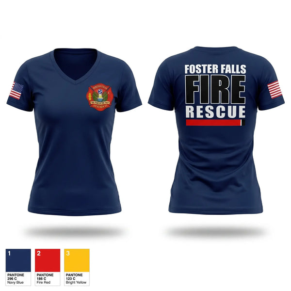 Womens Short Sleeve Vneck Shirt, Foster Falls Fire Department, Fire Department, Teamtime, Team time, sublimation, custom sports apparel, team uniforms, spirit wear, spiritwear, sports uniforms, custom shirts, team store, custom team store, fundraiser sports, apparel fundraiser