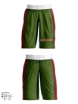Womens Basketball Shorts, Lady Buffs, Women's Basketball, Teamtime, Team time, sublimation, custom sports apparel, team uniforms, spirit wear, spiritwear, sports uniforms, custom shirts, team store, custom team store, fundraiser sports, apparel fundraiser