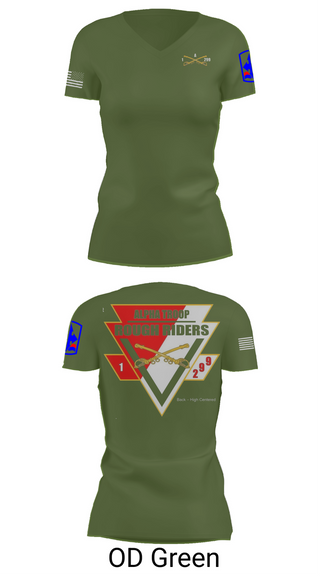 Womens Short Sleeve Vneck Shirt, A Troop, 1st squadron-299th Calvary Regiment, , Teamtime, Team time, sublimation, custom sports apparel, team uniforms, spirit wear, spiritwear, sports uniforms, custom shirts, team store, custom team store, fundraiser sports, apparel fundraiser